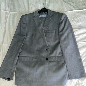 Calvin Klein Men's Gray Two-Button Suit Jacket